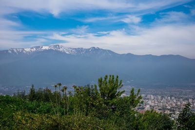 Scenic view of mountains against sky