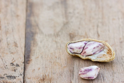 High angle view of bread on table