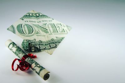 High angle view of text on table against white background