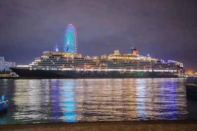 View of illuminated city at night