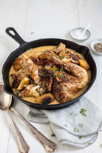 High angle view of food in bowl on table