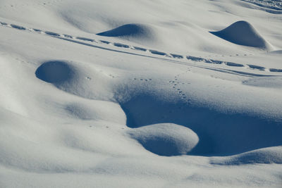 Winter landscape with snow banks, on a sunny day after a blizzard