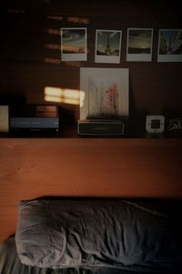 Close-up of illuminated lighting equipment at home