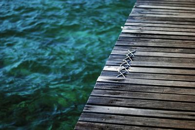 High angle view of pier over lake