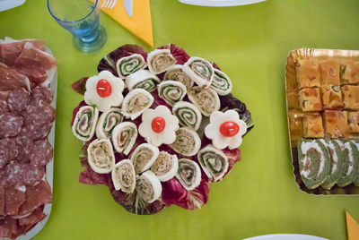 Variety of food on table