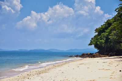 Scenic view of beach against sky