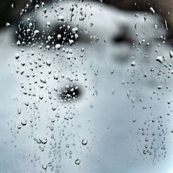 Full frame shot of raindrops on glass window