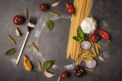 High angle view of various fruits