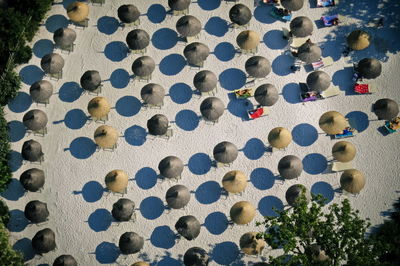 High angle view of beach umbrellas