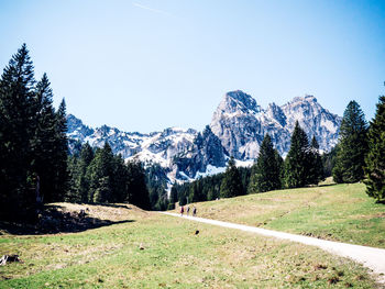 Scenic view of mountains against clear sky