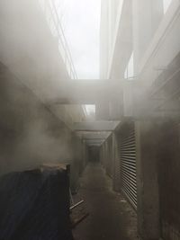 View of bridge in fog