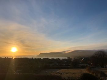 Scenic view of landscape against sky during sunset
