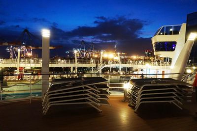 Illuminated marina at night