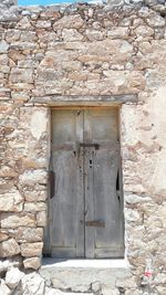 Closed door of house