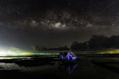 Scenic view of beach against sky at night