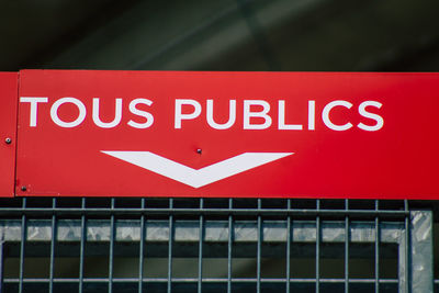 Close-up of road sign