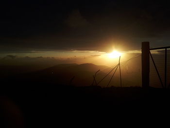 Scenic view of silhouette landscape against sky during sunset