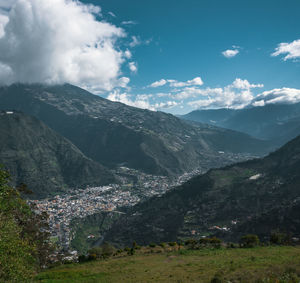 Scenic view of mountains against sky