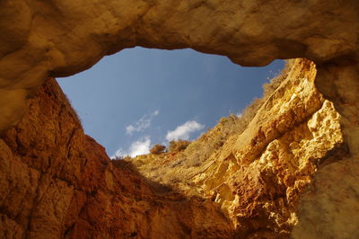 Low angle view of rock formations