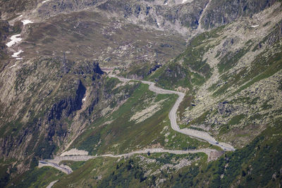 High angle view of winding road on mountain