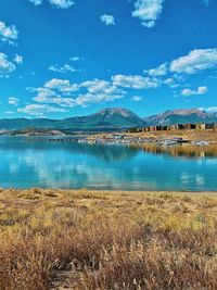 Scenic view of lake against sky