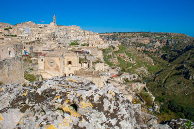 Panoramic beautiful view of sassi or stones of matera, european capital of culture basilicata, italy