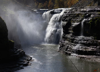 Scenic view of waterfall