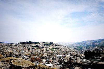 High angle view of cityscape against sky