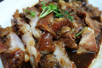 Close-up of meat served in plate