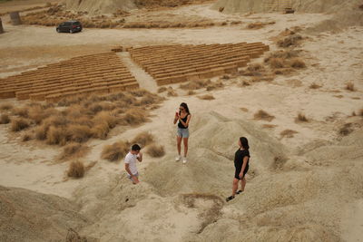 High angle view of people on beach