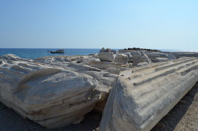 Panoramic view of sea against clear sky
