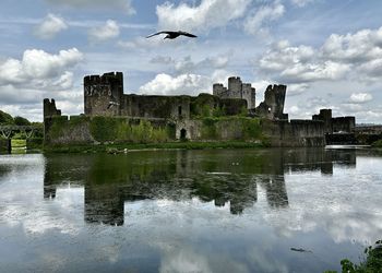 Reflection of buildings in lake