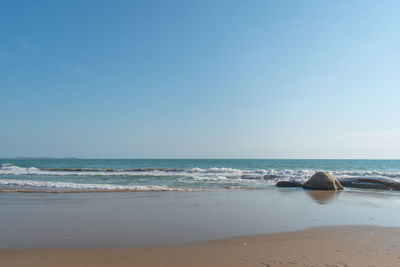 Scenic view of sea against clear sky