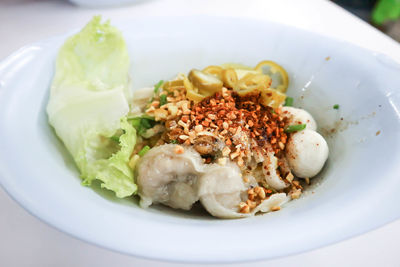 High angle view of meal served in plate