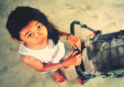 High angle portrait of girl