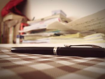 Close-up of open book on table