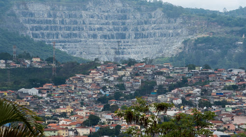 High angle view of buildings in city