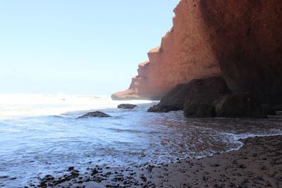 Scenic view of sea against clear sky