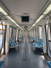 Empty vehicle seats in train