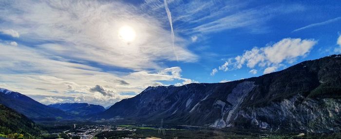 Scenic view of mountains against sky