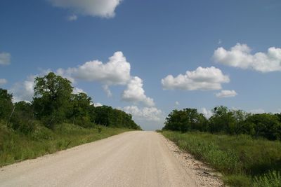 Road amidst trees against sky