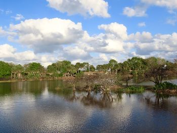 Scenic view of lake against sky