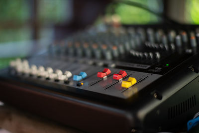 Close-up of sound mixer