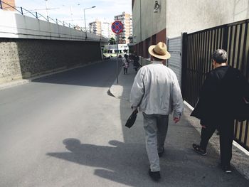Woman walking in city