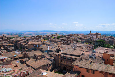 High angle view of townscape against sky