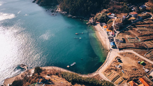 High angle view of beach