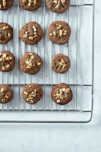 Overhead view of handmade cookies on a rack