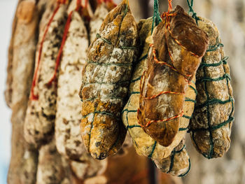 Close-up of food hanging at market