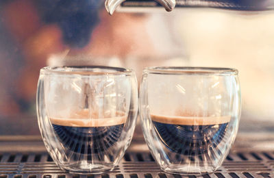 Close-up of coffee served on table