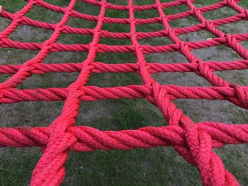 Full frame shot of pink ropes at playground